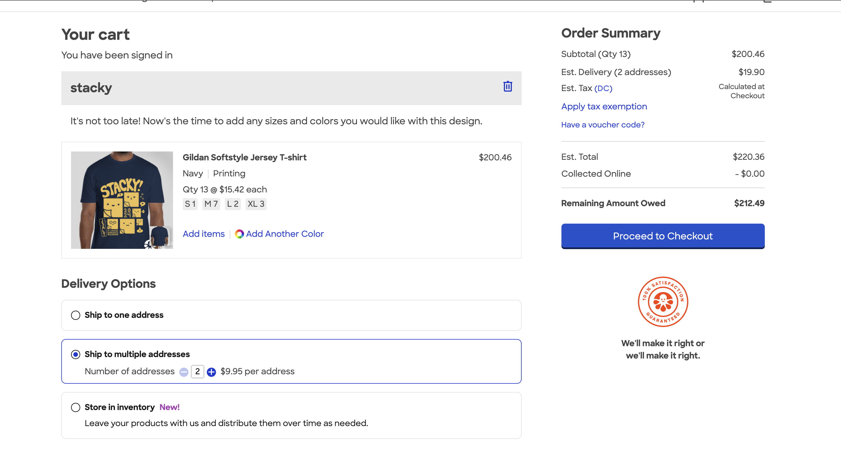 CustomInk form page 1