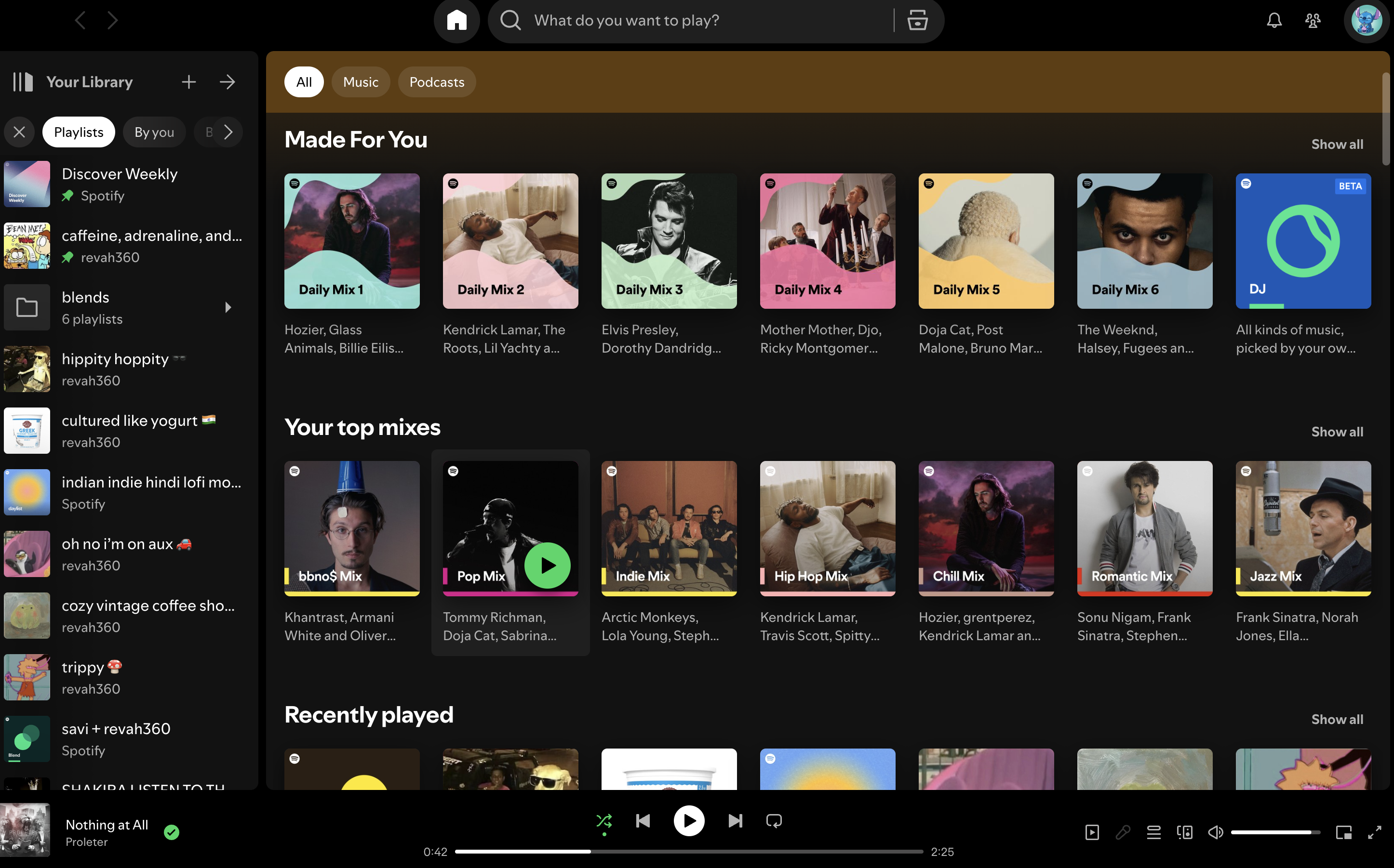 Spotify Home Page